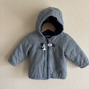 United Colors Of Benetton Navy Striped Quilted Jacket